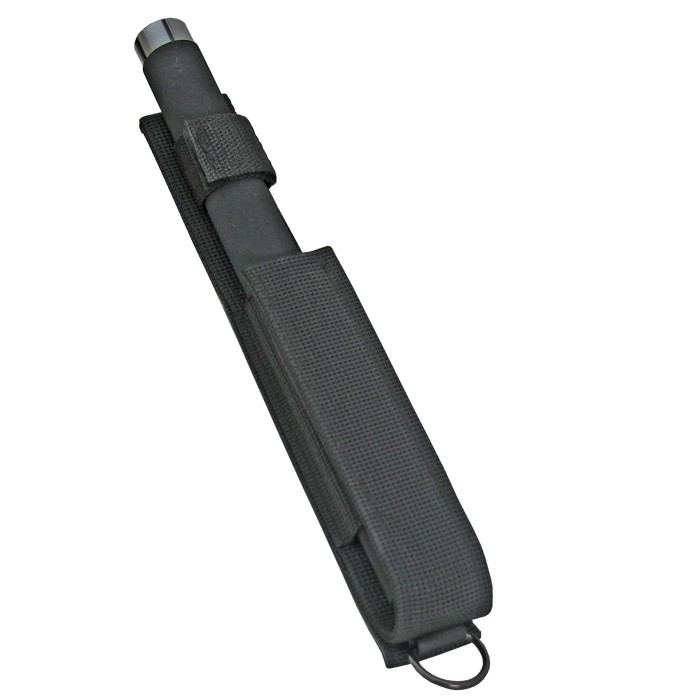 Buchner, Teleskopschlagstock, schwarz, extra lang, Nylonholster